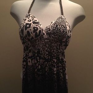 GUESS Halter Open Back Animal Print Top Size XS